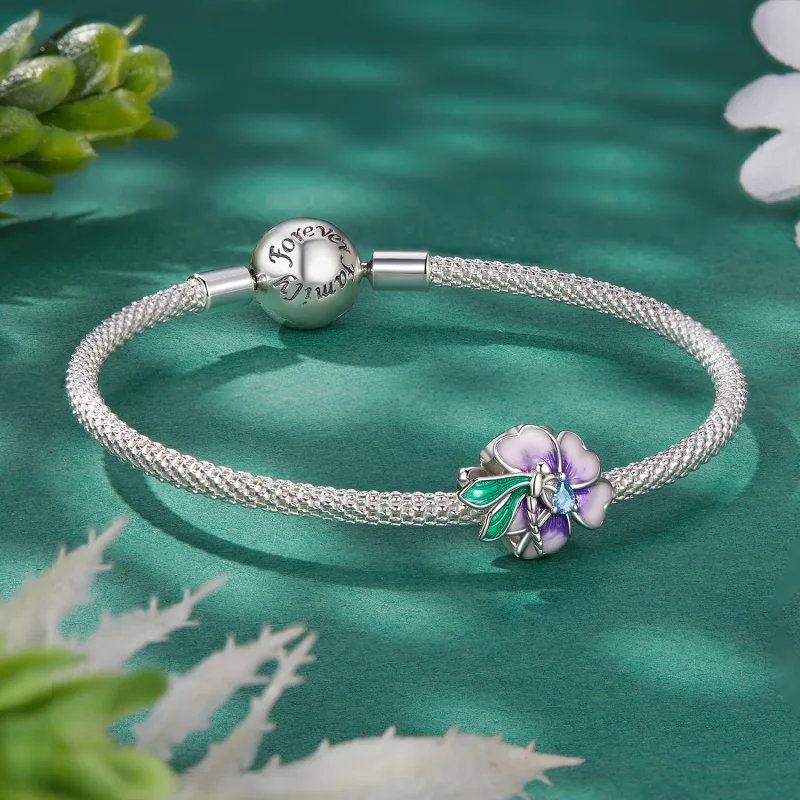 (Bild für) Pandora Style Libellen-Blumen-Anhänger - BSC786 - Ansicht 5
