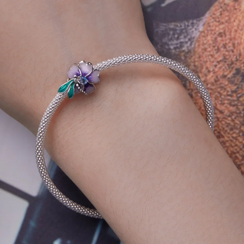 (Bild für) Pandora Style Libellen-Blumen-Anhänger - BSC786 - Ansicht 6