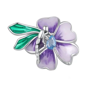 (Bild für) Pandora Style Libellen-Blumen-Anhänger - BSC786