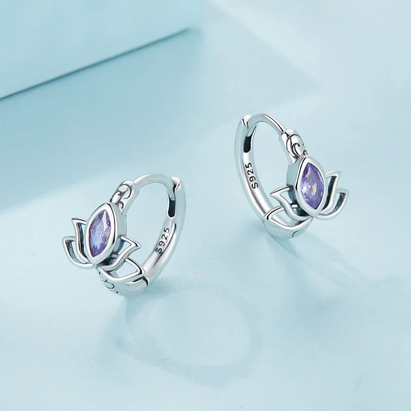 (Bild für) Pandora Style Lotus Hoop Ohrringe - SCE1648 - Ansicht 3