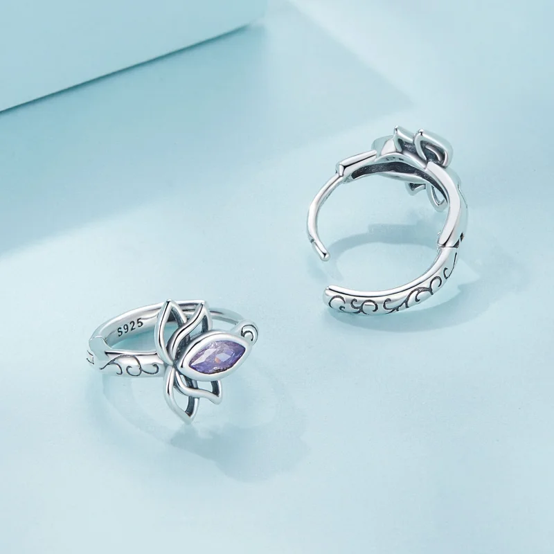 (Bild für) Pandora Style Lotus Hoop Ohrringe - SCE1648 - Ansicht 4