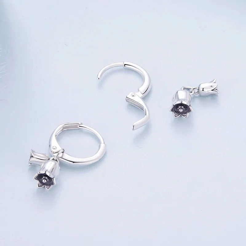 (Bild für) Pandora Style Maiglöckchen Creole Ohrringe - BSE909 - Ansicht 4