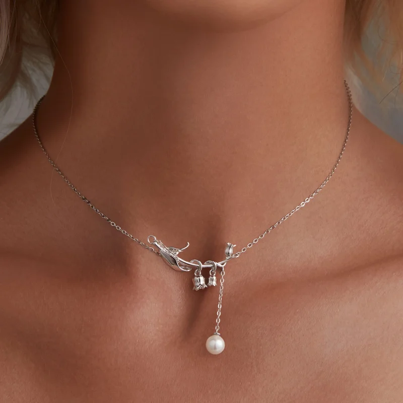 (Bild für) Pandora Style Maiglöckchen Halskette - BSN357 - Ansicht 5