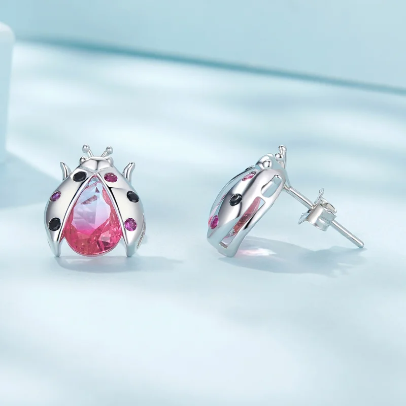 (Bild für) Pandora Style Marienkäfer Stecker Ohrringe - SCE1634 - Ansicht 4