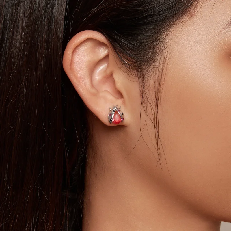 (Bild für) Pandora Style Marienkäfer Stecker Ohrringe - SCE1634 - Ansicht 5