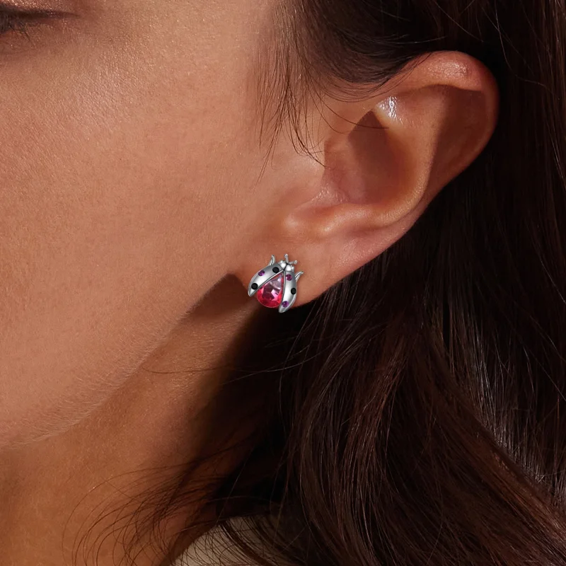 (Bild für) Pandora Style Marienkäfer Stecker Ohrringe - SCE1634 - Ansicht 9