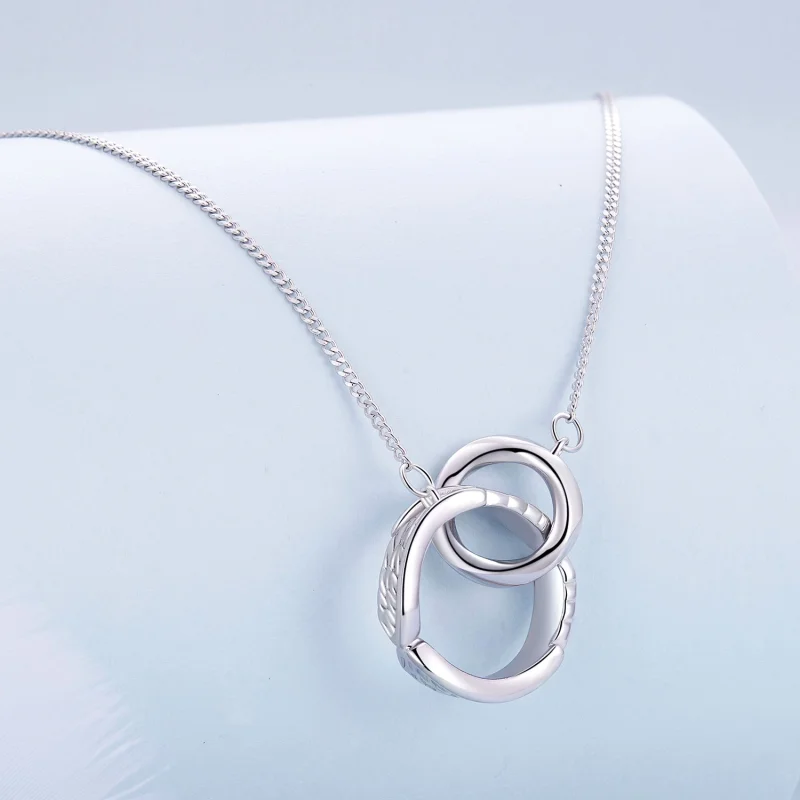 (Bild für) Pandora Style Möbius Doppelring Halskette - BSN362 - Ansicht 3