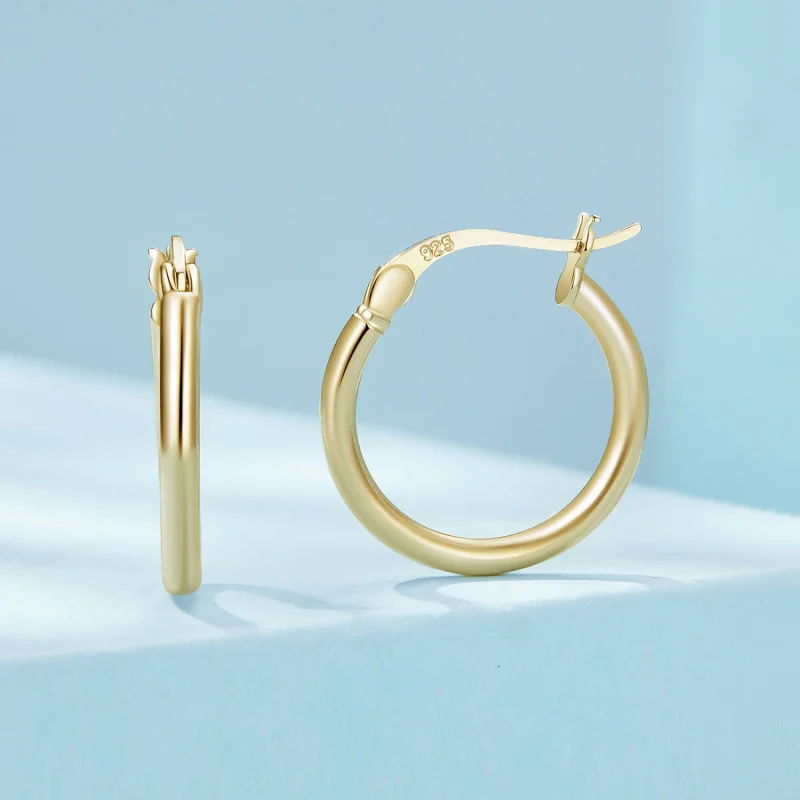 (Bild für) Pandora Style Medium Hoop Plain Silver Hoop Earrings - SCE1608-MB - Ansicht 2