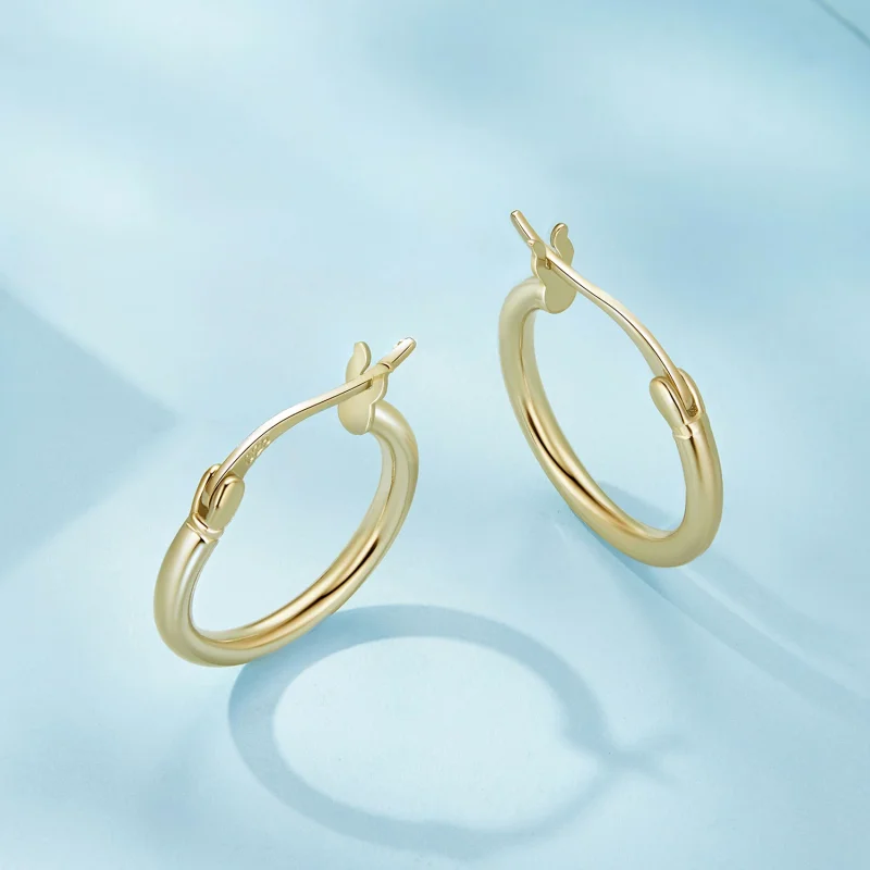 (Bild für) Pandora Style Medium Hoop Plain Silver Hoop Earrings - SCE1608-MB - Ansicht 3