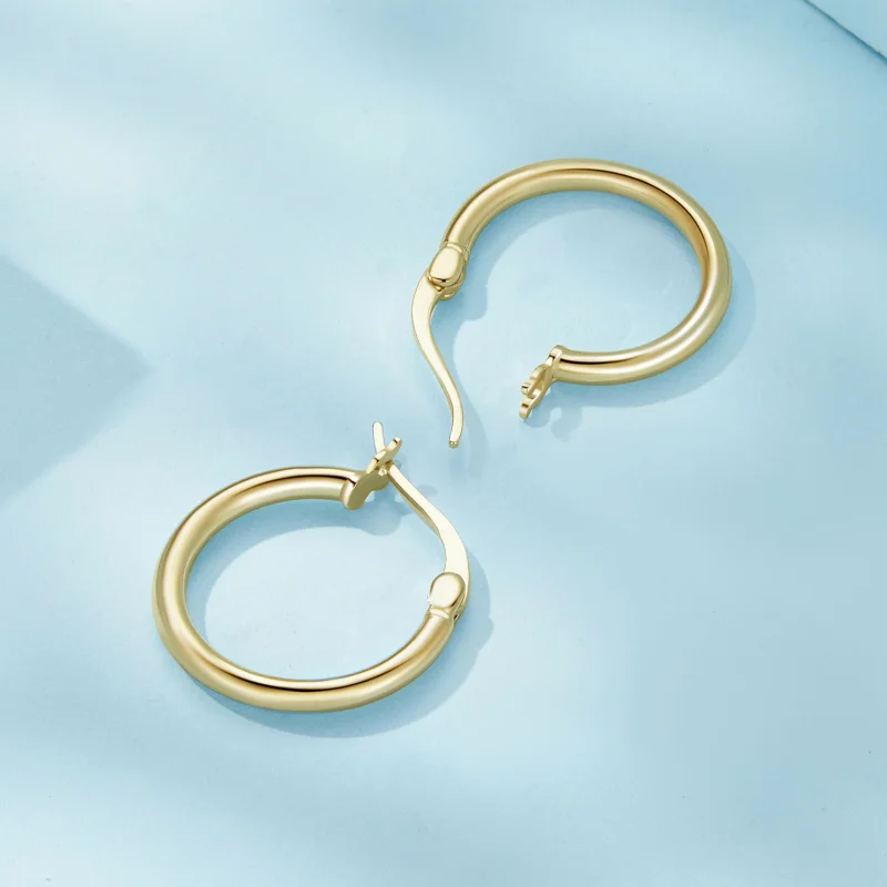(Bild für) Pandora Style Medium Hoop Plain Silver Hoop Earrings - SCE1608-MB - Ansicht 4