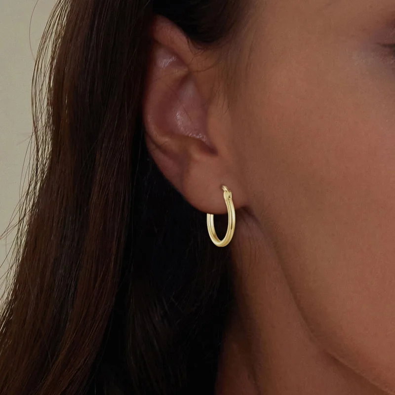 (Bild für) Pandora Style Medium Hoop Plain Silver Hoop Earrings - SCE1608-MB - Ansicht 6
