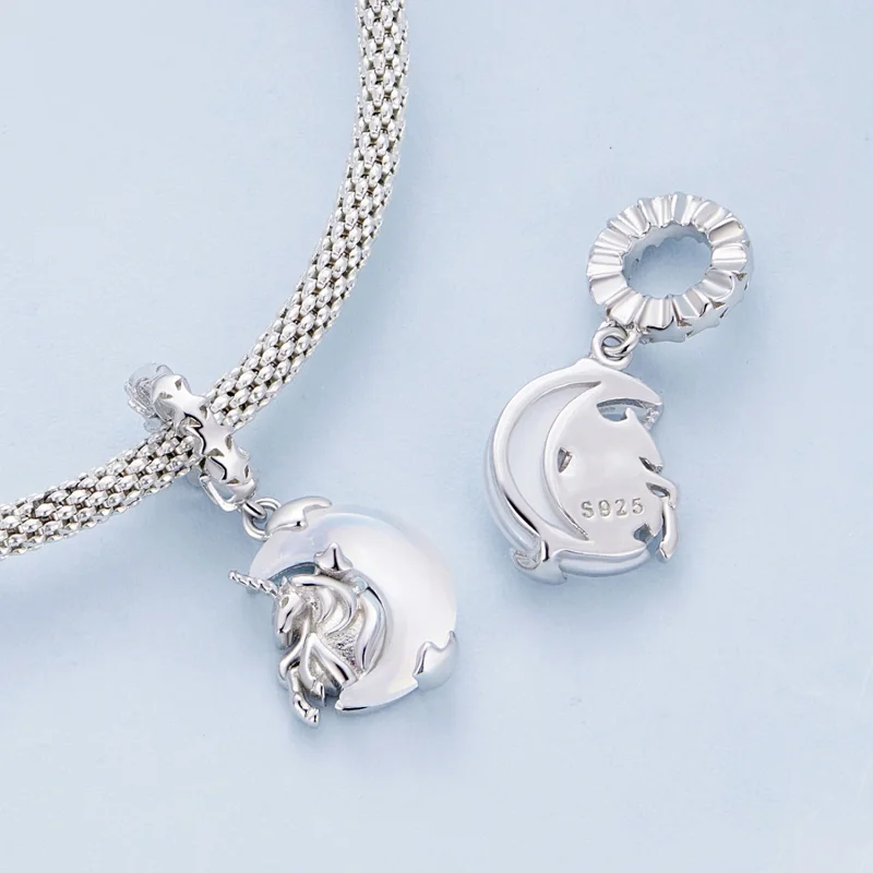 (Bild für) Pandora Style Mond Einhorn Anhänger - BSC926 - Ansicht 4
