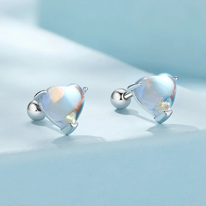 (Bild für) Pandora Style Mondstein-Stecker Ohrringe - SCE1629 - Ansicht 2