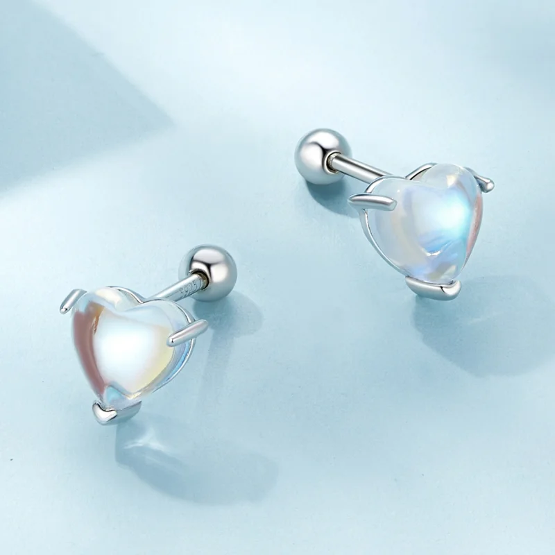 (Bild für) Pandora Style Mondstein-Stecker Ohrringe - SCE1629 - Ansicht 3