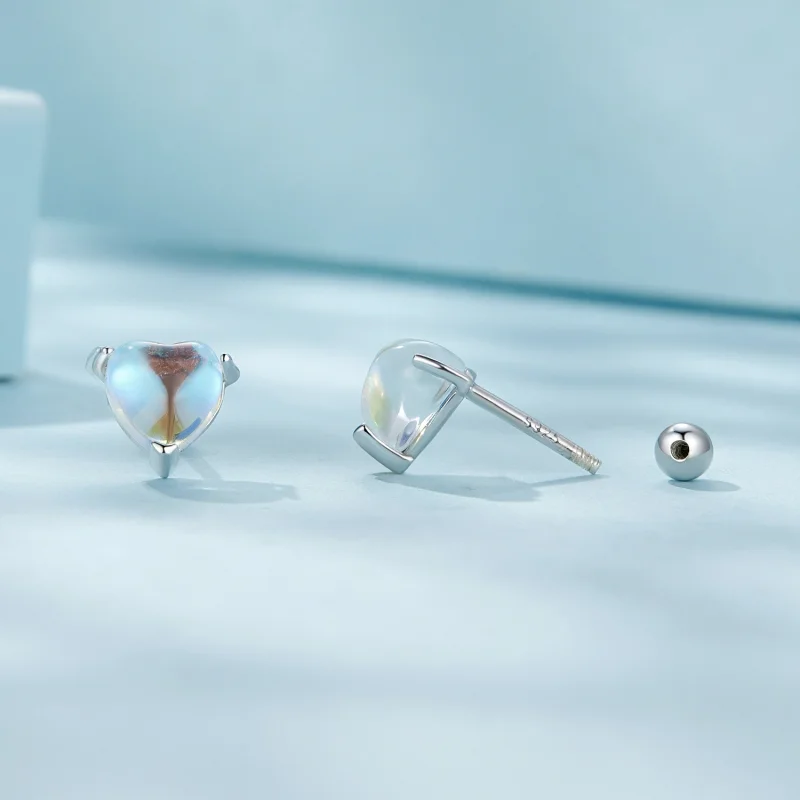 (Bild für) Pandora Style Mondstein-Stecker Ohrringe - SCE1629 - Ansicht 4