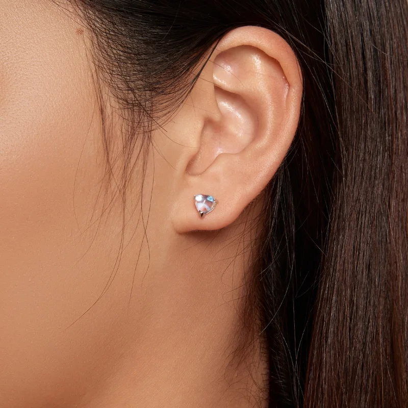 (Bild für) Pandora Style Mondstein-Stecker Ohrringe - SCE1629 - Ansicht 7