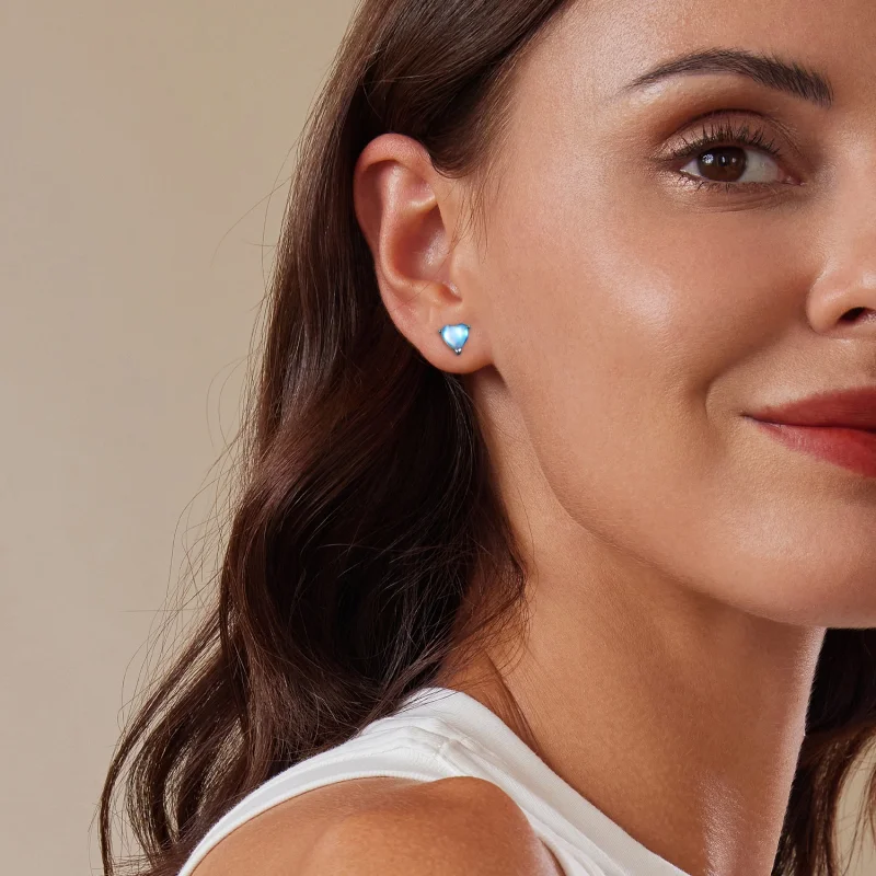 (Bild für) Pandora Style Mondstein-Stecker Ohrringe - SCE1629 - Ansicht 9