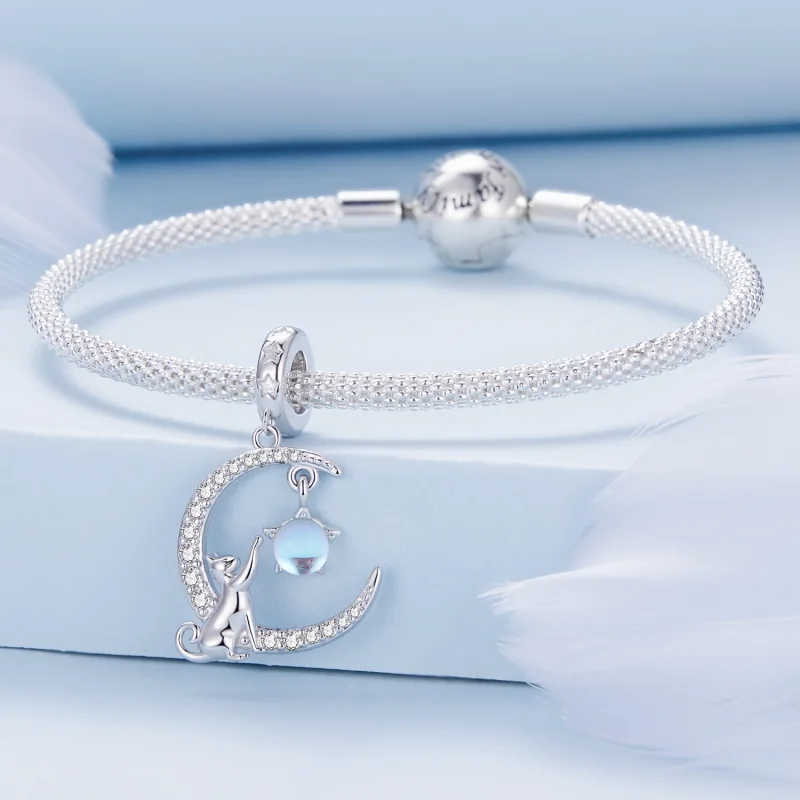 (Bild für) Pandora Style Moon Cat Anhänger - BSC810 - Ansicht 3