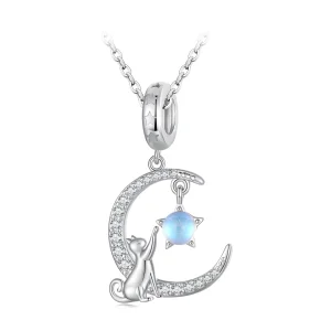 (Bild für) Pandora Style Moon Cat Anhänger - BSC810