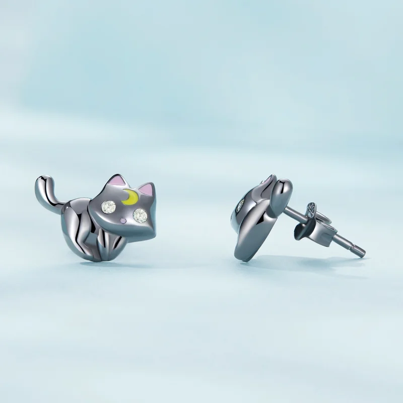 (Bild für) Pandora Style Moon Kitten Steckerohrringe - SCE1584 - Ansicht 3