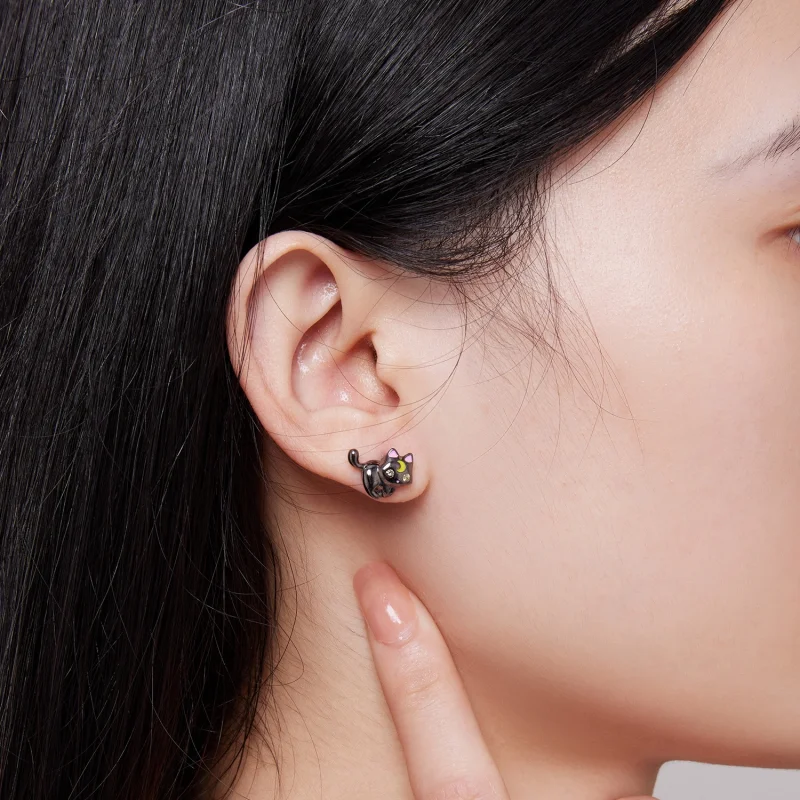 (Bild für) Pandora Style Moon Kitten Steckerohrringe - SCE1584 - Ansicht 5