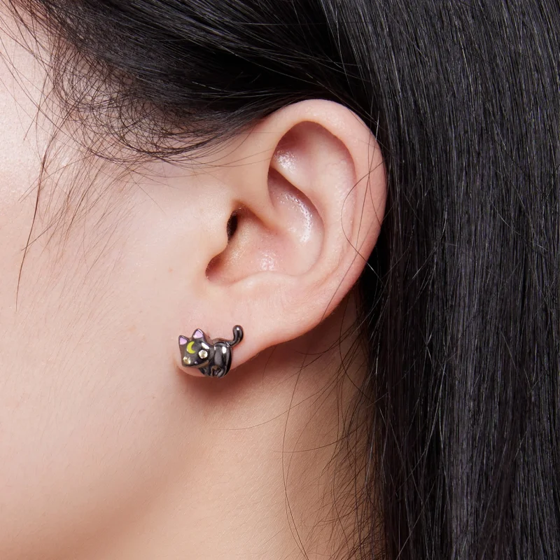 (Bild für) Pandora Style Moon Kitten Steckerohrringe - SCE1584 - Ansicht 7