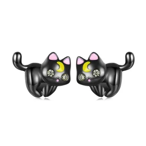 (Bild für) Pandora Style Moon Kitten Steckerohrringe - SCE1584
