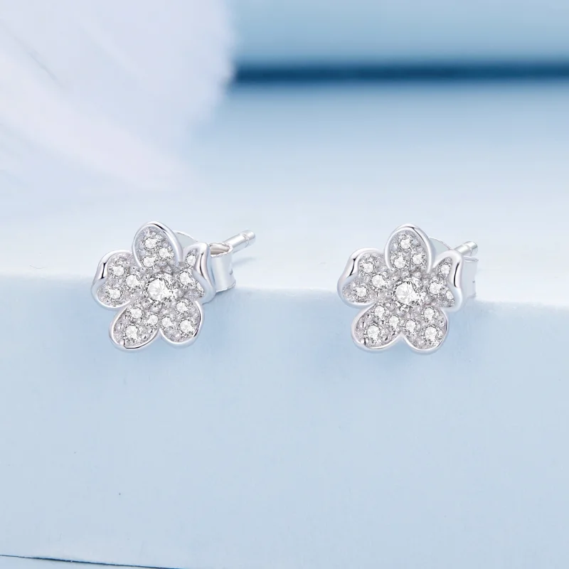 (Bild für) Pandora Style Ohrstecker mit diamantbesetzter Blume - BSE855 - Ansicht 2