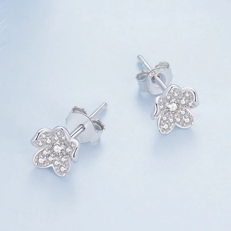(Bild für) Pandora Style Ohrstecker mit diamantbesetzter Blume - BSE855 - Ansicht 3