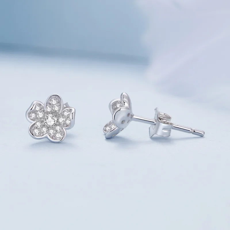(Bild für) Pandora Style Ohrstecker mit diamantbesetzter Blume - BSE855 - Ansicht 4
