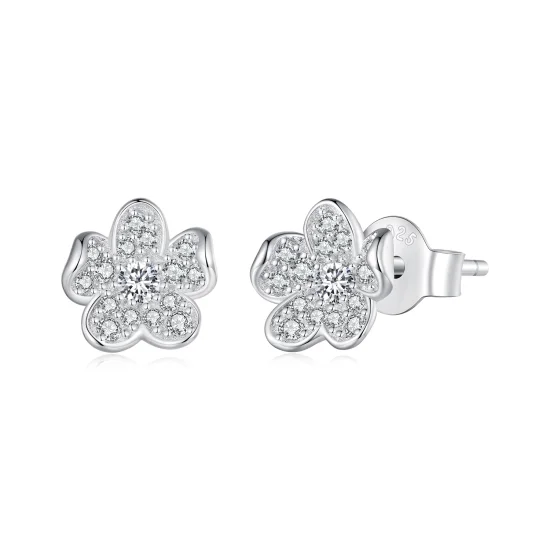 (Bild für) Pandora Style Ohrstecker mit diamantbesetzter Blume - BSE855