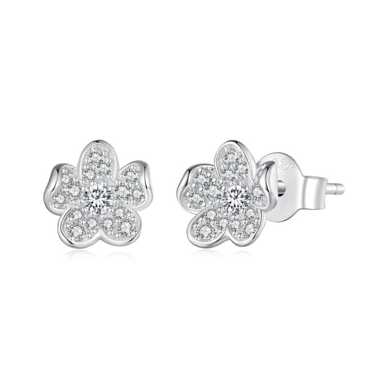 (Bild für) Pandora Style Ohrstecker mit diamantbesetzter Blume - BSE855
