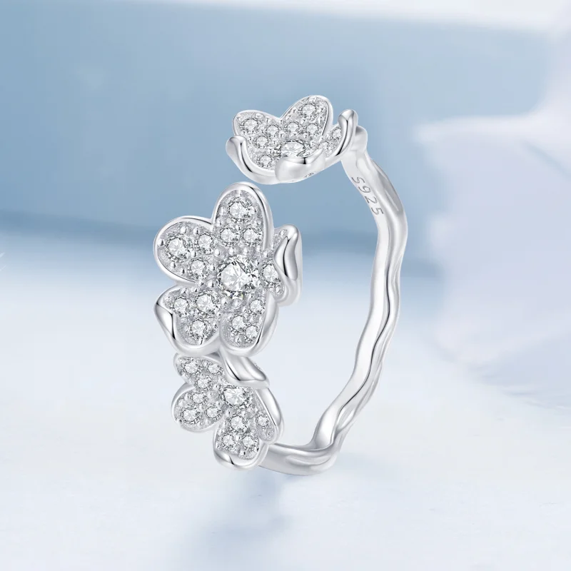 (Bild für) Pandora Style Open Ring Voll Blumen - BSR447 - Ansicht 2