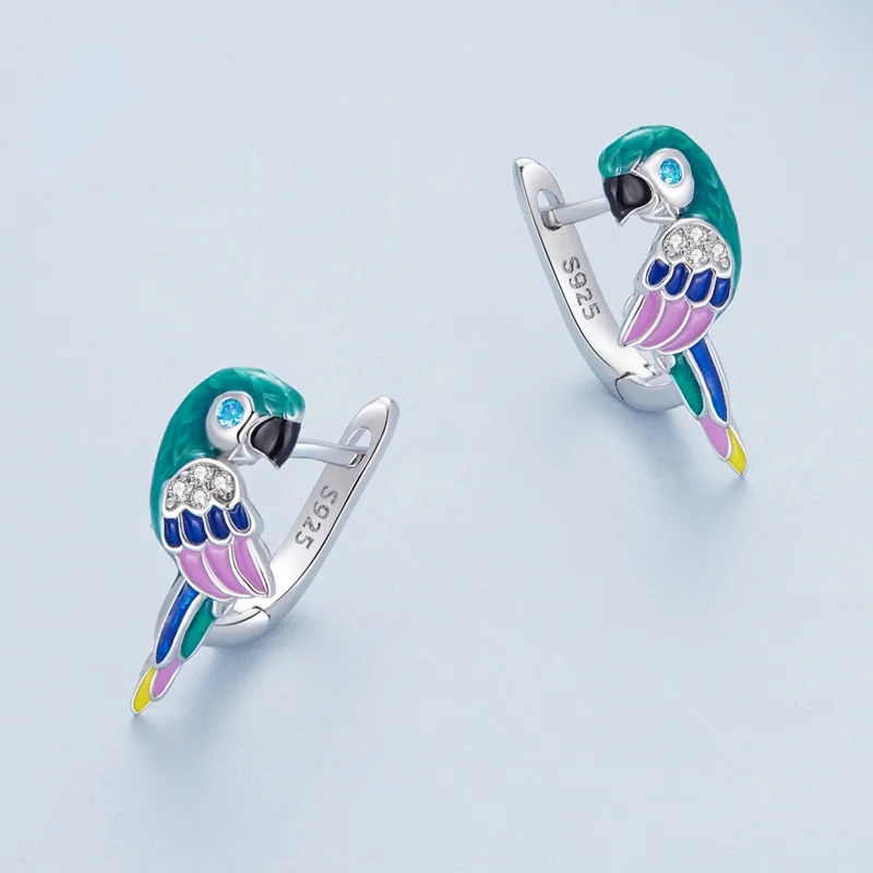 (Bild für) Pandora Style Papagei-Reifohrringe - BSE829 - Ansicht 3