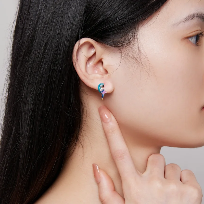 (Bild für) Pandora Style Papagei-Reifohrringe - BSE829 - Ansicht 5