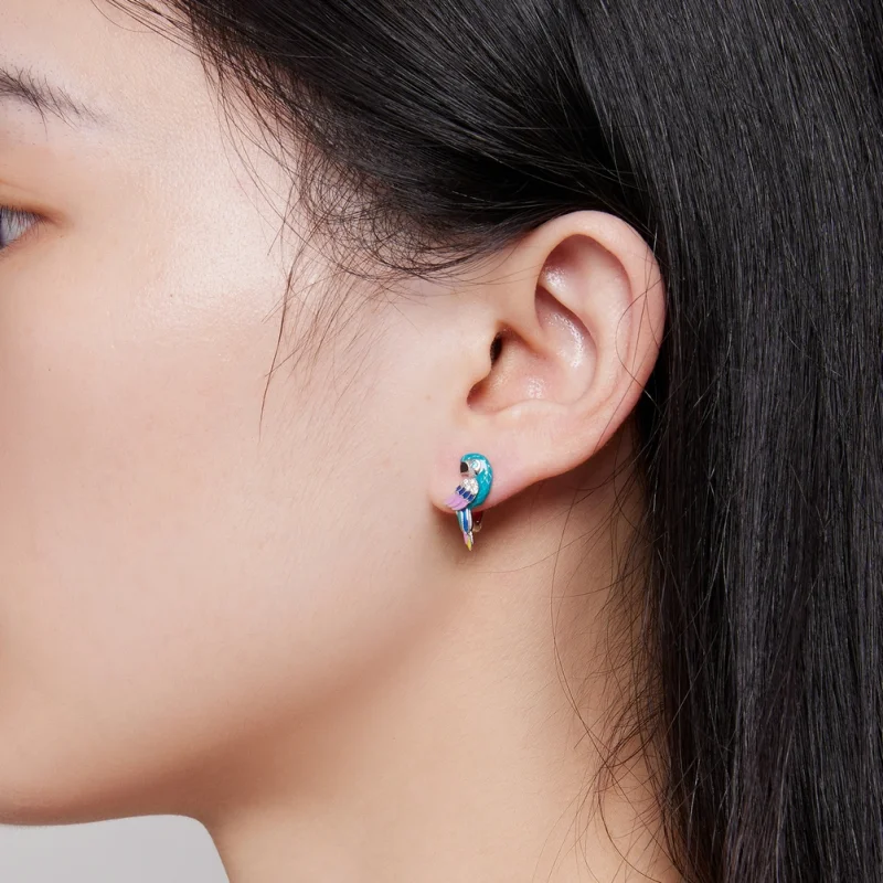 (Bild für) Pandora Style Papagei-Reifohrringe - BSE829 - Ansicht 6