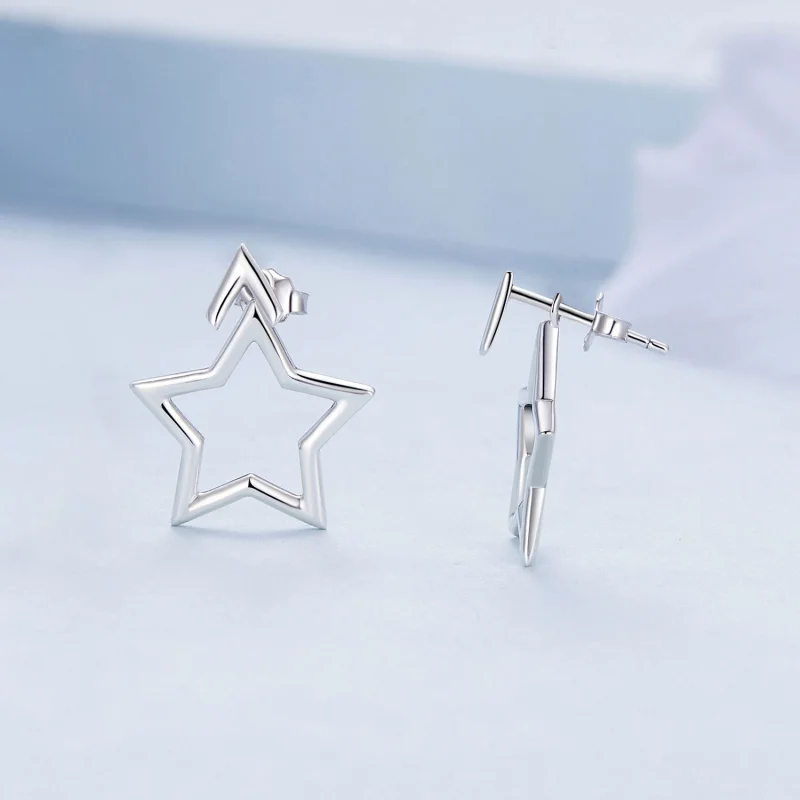 (Bild für) Pandora Style Pentagram Steckerohrringe - BSE901 - Ansicht 3