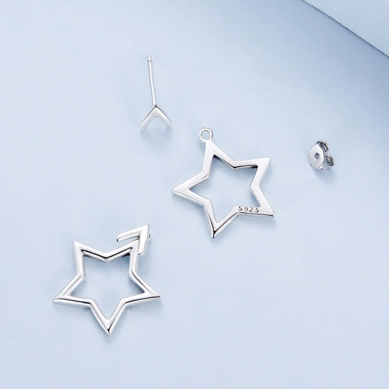(Bild für) Pandora Style Pentagram Steckerohrringe - BSE901 - Ansicht 5
