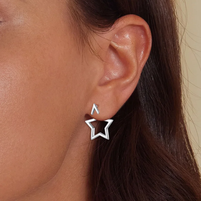 (Bild für) Pandora Style Pentagram Steckerohrringe - BSE901 - Ansicht 6