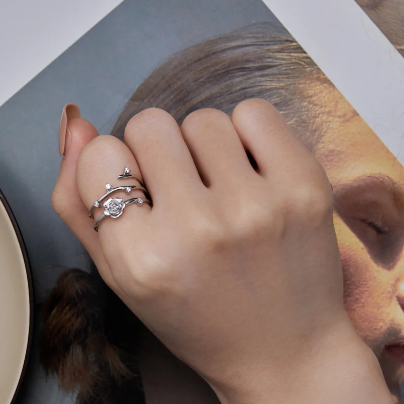 (Bild für) Pandora Style Personalisierter Vielseitiger Rosenranken Ring - BSR404 - Ansicht 7