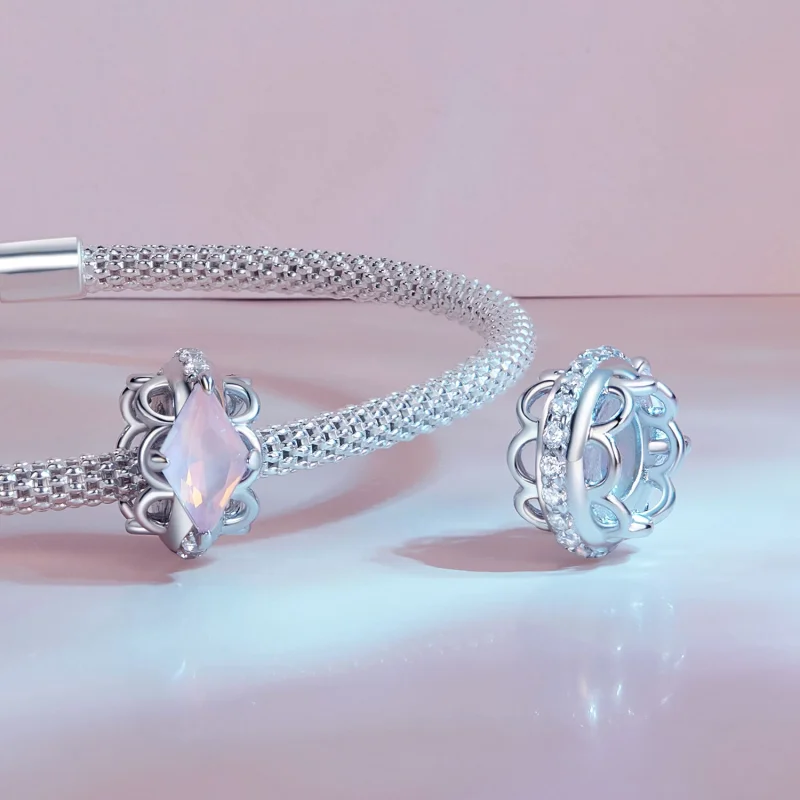 (Bild für) Pandora Style Pink Lace Silikon Abstandshalter - SCC2642 - Ansicht 5
