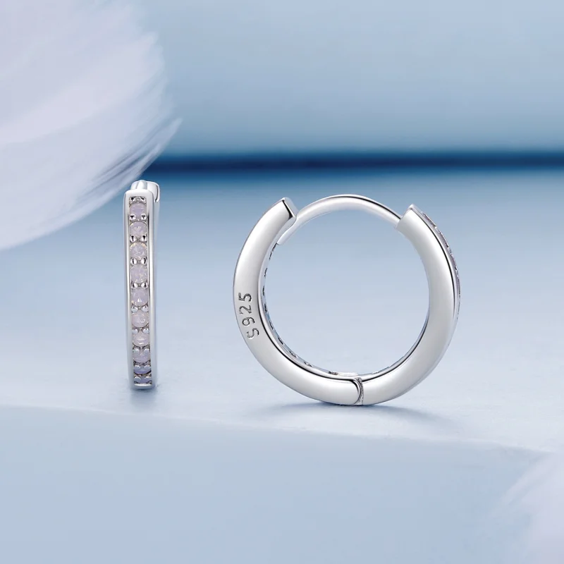 (Bild für) Pandora Style Pink Opal Hoop Earrings - BSE875 - Ansicht 2