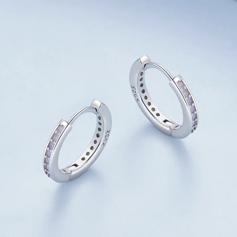 (Bild für) Pandora Style Pink Opal Hoop Earrings - BSE875 - Ansicht 3