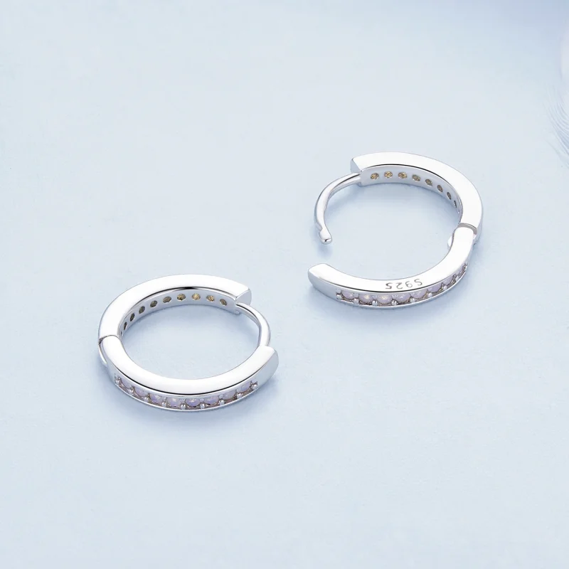(Bild für) Pandora Style Pink Opal Hoop Earrings - BSE875 - Ansicht 4