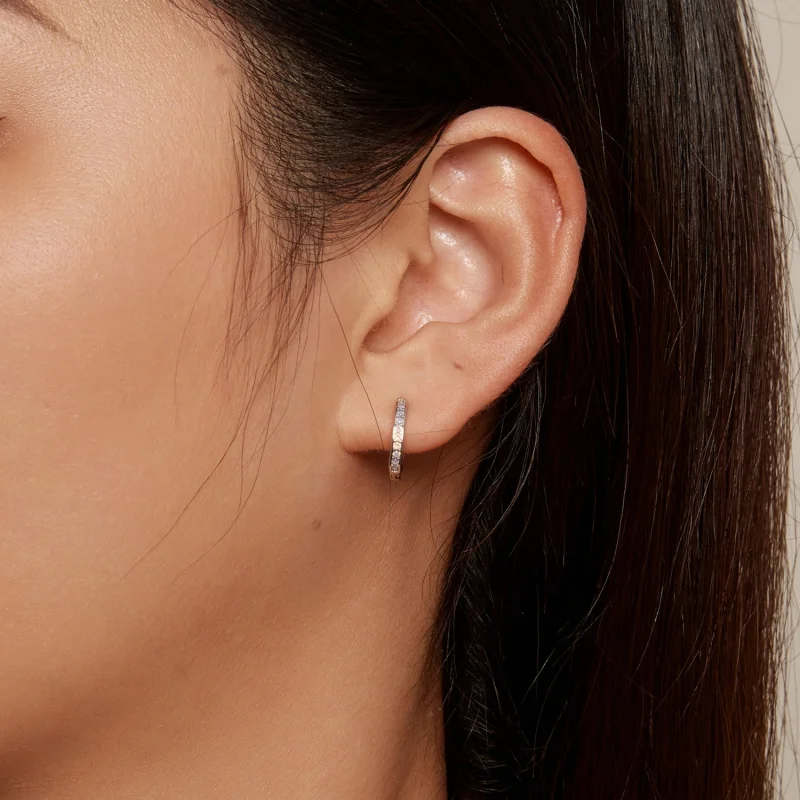 (Bild für) Pandora Style Pink Opal Hoop Earrings - BSE875 - Ansicht 5