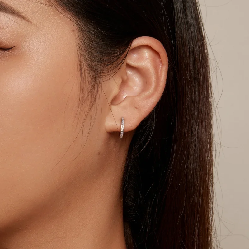 (Bild für) Pandora Style Pink Opal Hoop Earrings - BSE875 - Ansicht 6