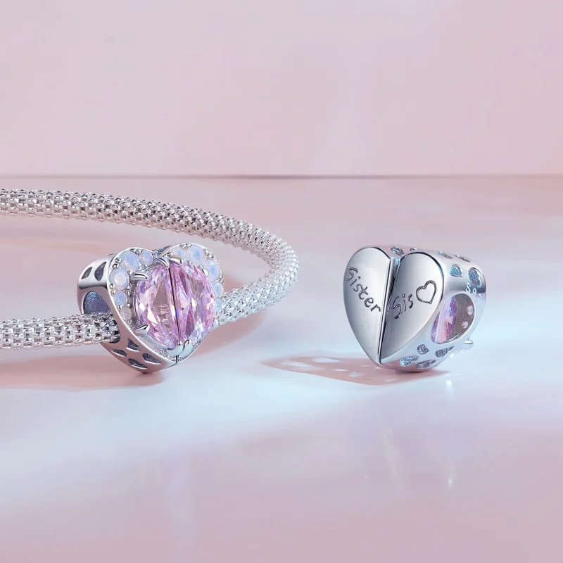 (Bild für) Pandora Style Pink Sisters Heart Charm - SCC2641 - Ansicht 5