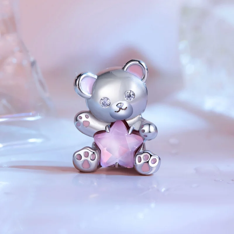 (Bild für) Pandora Style Pink Star Bear Charm - SCC2638 - Ansicht 2