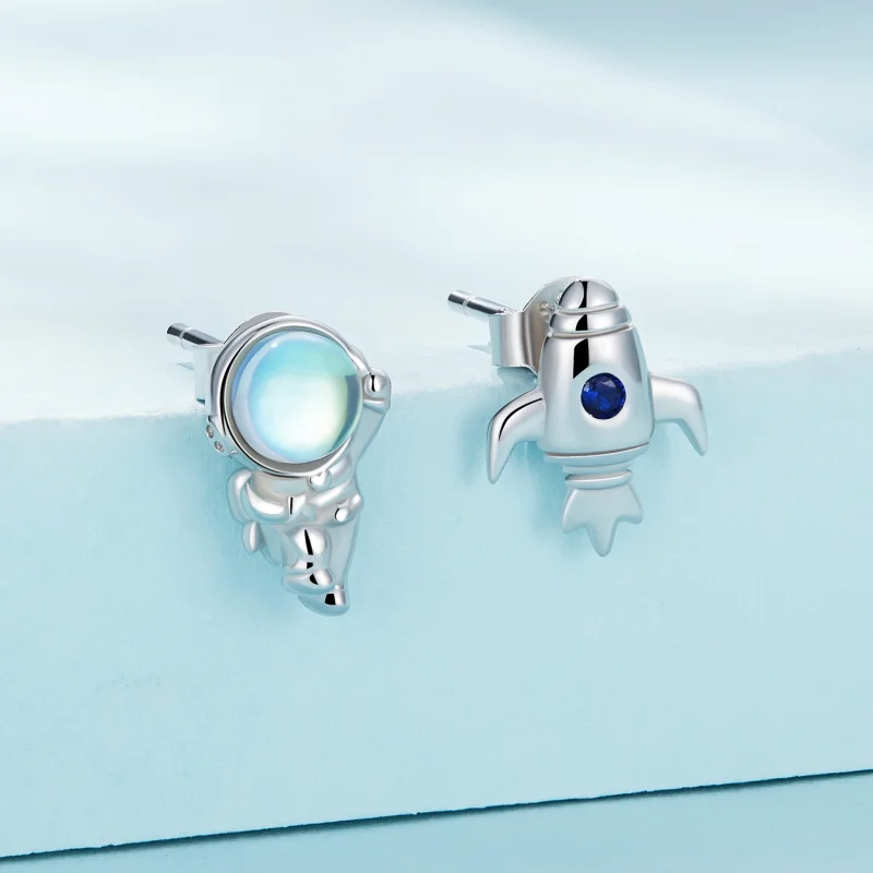 (Bild für) Pandora Style Raumschiff Asymmetrische Ohrringe - SCE1578 - Ansicht 2