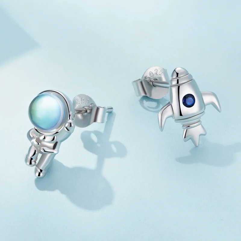 (Bild für) Pandora Style Raumschiff Asymmetrische Ohrringe - SCE1578 - Ansicht 4